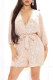 Apricot Fashion Casual Patchwork Sequins V Neck Regular Romper