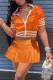 Tangerine Red Sportswear Solid Patchwork Zipper Collar Short Sleeve Two Pieces