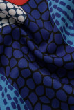 Blue Sexy Bohemian Floral Strap Design Off the Shoulder Maxi Dresses