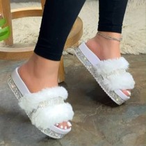 White Casual Tassel Crystal Opend Comfortable Shoes