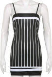 Black Fashion Sexy Striped Print Backless Spaghetti Strap Sleeveless Dress Dresses