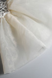 Cream White Sexy Solid Hollowed Out Patchwork Swimwears Cover Up