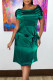 Ink Green Casual Solid Patchwork O Neck One Step Skirt Dresses