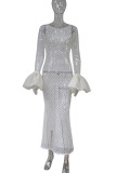 Cream White Sexy Solid Hollowed Out Patchwork Swimwears Cover Up