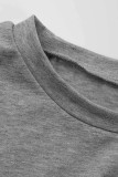 Grey Fashion Casual Solid Basic O Neck Short Sleeve Two Pieces