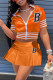 Orange Fashion Street Print Letter Short Sleeve Two Pieces