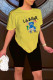 Yellow Fashion Casual Print Basic O Neck Short Sleeve Two Pieces