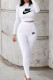 White Fashion Casual Print Letter O Neck Long Sleeve Two Pieces