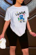 White Fashion Casual Print Basic O Neck Short Sleeve Two Pieces