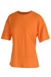Orange Fashion Casual Solid Basic O Neck T-Shirts