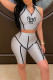 Grey Casual Print Patchwork Zipper Collar Sleeveless Two Pieces
