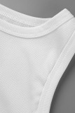 Grey Fashion Casual Solid Basic O Neck Sleeveless Two Pieces