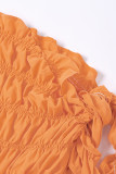 Orange Casual Solid Patchwork Fold Mid Waist Straight Solid Color Bottoms