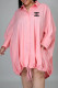 Pink Fashion Street Print Letter Turndown Collar Shirt Dress Dresses