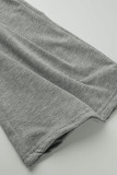 Grey Fashion Casual Solid Basic O Neck Short Sleeve Two Pieces