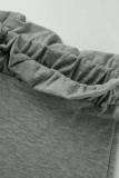 Grey Fashion Casual Solid Basic O Neck Short Sleeve Two Pieces