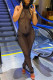Black Fashion Sexy Solid Hollowed Out See-through Turtleneck Sleeveless Dress