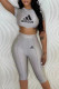Silver Fashion Casual Print Backless O Neck Short Sleeve Two Pieces