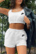 White Fashion Casual Print Patchwork U Neck Sleeveless Two Pieces