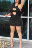 Red Sexy Solid Hollowed Out Halter One Step Skirt Dresses