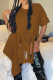 Coffee Casual Solid Tassel Asymmetrical O Neck T-Shirts