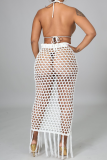 Camel Sexy Solid Hollowed Out Patchwork Swimwears
