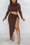White Sexy Solid Patchwork O Neck Irregular Dress Dresses