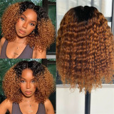 Brown Fashion Casual Blonde Curly Human Hair Lace Front Wigs