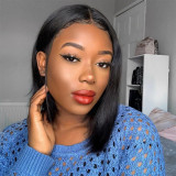 Black Fashion Brazilian Straight Short Bob Lace Front Wigs