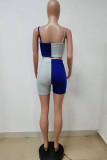 Black Sexy Casual Patchwork Backless Spaghetti Strap Sleeveless Two Pieces