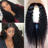 Black Fashion Casual Lace Water Deep Wave Lace Closure Wigs Middle Part Wet and Wavy Wigs