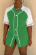 Green Fashion Casual Solid Patchwork V Neck Tops