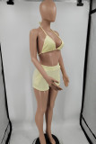 Orange Sexy Casual Solid Bandage Backless Halter Sleeveless Two Pieces