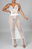 Camel Sexy Solid Hollowed Out Patchwork Swimwears