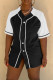 Black Fashion Casual Solid Patchwork V Neck Tops