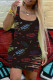Black Fashion Sexy Print Ripped U Neck Vest Dress
