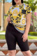 Yellow Fashion Sportswear Print Patchwork O Neck Short Sleeve Two Pieces