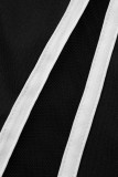 Black Casual Sportswear Solid Patchwork Zipper Zipper Collar Regular Rompers