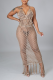 Camel Sexy Solid Hollowed Out Patchwork Swimwears
