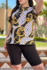 Black And White Fashion Sportswear Print Patchwork O Neck Short Sleeve Two Pieces