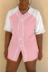 Pink Fashion Casual Solid Patchwork V Neck Tops