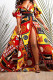 Red Fashion College Print Patchwork V Neck Long Dress Dresses