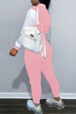 Red Fashion Casual Letter Print Patchwork Long Sleeve Two Pieces