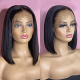 Black Fashion Brazilian Straight Short Bob Lace Front Wigs