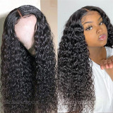 Black Fashion Casual Lace Water Deep Wave Lace Closure Wigs Middle Part Wet and Wavy Wigs