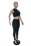 Orange Fashion Sexy Solid Hollowed Out Patchwork Turtleneck Sleeveless Two Pieces