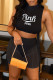Black Sexy Casual Letter Bandage See-through Mesh O Neck Sleeveless Two Pieces