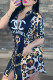 Black Fashion Street Print Letter Turndown Collar Shirt Dress Dresses