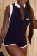 Black Fashion Casual Print Patchwork O Neck Rompers