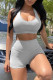 Silver Casual Sportswear Solid Basic U Neck Sleeveless Two Pieces